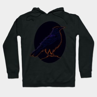 Crow or raven design. A black bird silhouette, with a sunset reflection Hoodie